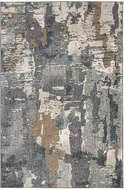 an area rug with different colors and shapes