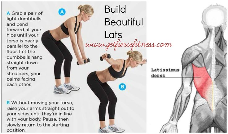 |Bent over Lateral Raise|Build Beautiful Lats. The Latissimus Dorsi aka Lats are the largest muscle in your back. If you want to look good in a strapless dress, sports bra or a swimsuit this is an essential body part to work!  #backexercises #straplessdress #getfit #lats #workout Go to facebook.com/getfiercefitness for daily motivation workout  & clean eating tips! Bent Over Lateral Raise, Latissimus Dorsi Exercises, Lats Workout, Lat Workout, Lower Workout, Powerlifting Training, Girls Lifting, Muscle Building Tips, Latissimus Dorsi