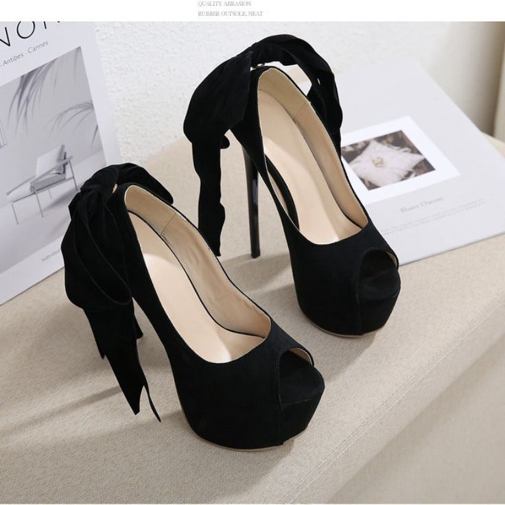 New Arrival Stylish High Heel Peep Toe Bow Tie and Velvet Finish Single Shoes Summer Toes, Bow Shoes, Clothes Collection, Black Heels, New Arrival, New Black, Bow Tie, High Heel, Ballet Shoes