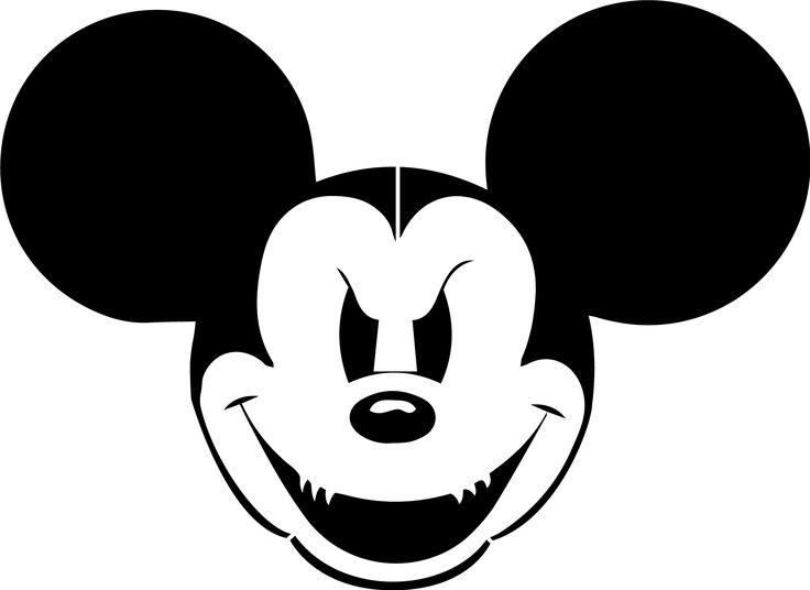 a mickey mouse head with a smile on it's face in black and white