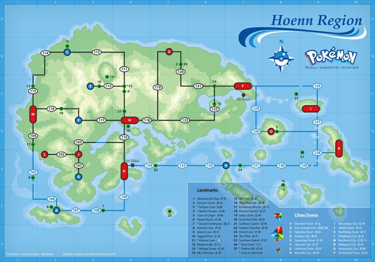 Hoenn map | Hoenn region, Map, Pokemon