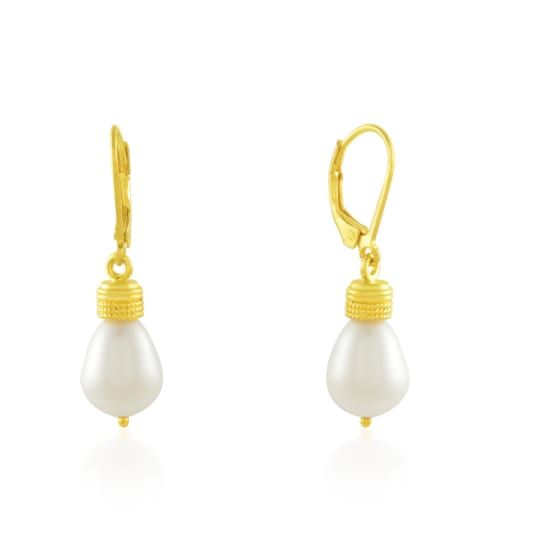 These Pearl Drop Earrings are a sight to behold! Crafted with recycled silver and 18k Gold Vermeil plating, these simply stunning earrings feature a gorgeous stone pearl drop. You'll be giving 'em style envy with these pearls of wisdom! Elegant Teardrop Earrings With French Hook, Elegant Pearl Earrings With French Hook, Classic Pearl Drop Earrings For Everyday Elegance, Elegant White Pearl Charm Earrings, Elegant Teardrop Earrings With French Hook For Gift, Elegant Gift Teardrop Earrings With French Hook, Everyday Elegance Yellow Gold Pearl Drop Earrings, Elegant Dangle Pearl Earrings With Lever Back, Elegant Pearl Earrings With French Hook For Gift