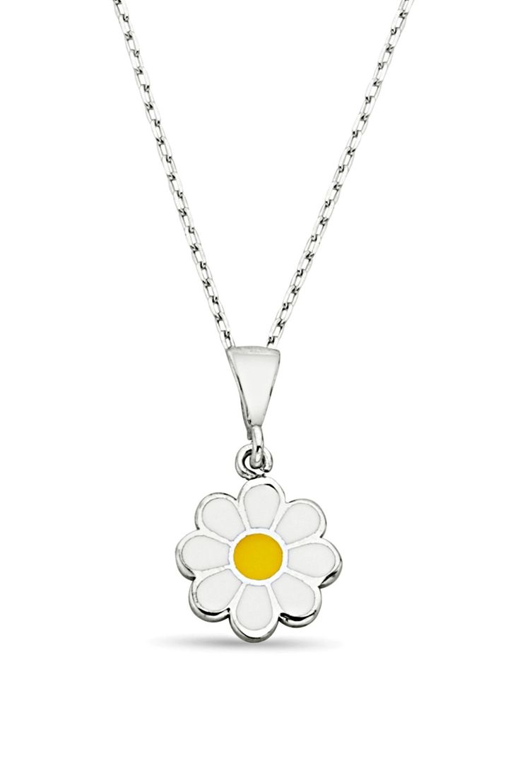 Sterling Silver Daisy Necklace Protective rhodium plating is applied on 925 sterling silver for long-lasting use against tarnishing Handmade Jewellery Handcraft Necklace Choose the Best Hypoallergenic White Gold Flower-shaped Jewelry, Hypoallergenic White Sterling Silver Charm Necklaces, Hypoallergenic White Sterling Silver Charm Necklace, White Sterling Silver Charm Necklace, Nickel-free, Flower Shape Jewelry As A Gift With Polished Finish, White Sterling Silver Charm Necklaces Nickel Free, White Sterling Silver Charm Necklace With Round Pendant, White Sterling Silver Pendant Charm Necklace, Nickel-free White Sterling Silver Charm Necklaces