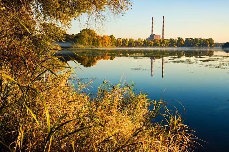 Humbug Marsh Reflection - Humbug Marsh Reflection Trenton Channel Power Plant Humbug Marsh  Detroit River International Wildlife Refuge Gibraltar, Michigan Travel Michigan, Belle Isle, Michigan Travel, Mackinac Island, Lake Erie, Pure Michigan, Hidden Gem, Power Plant, Beautiful Places To Visit