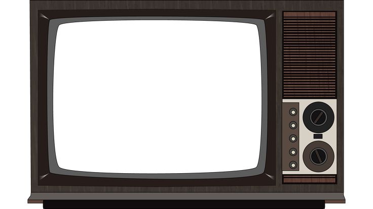 an old fashioned television set with no signal on it's display stand, isolated against a white background