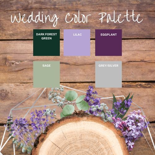 Wedding Color Palette | Purple and green wedding, Green themed wedding ...