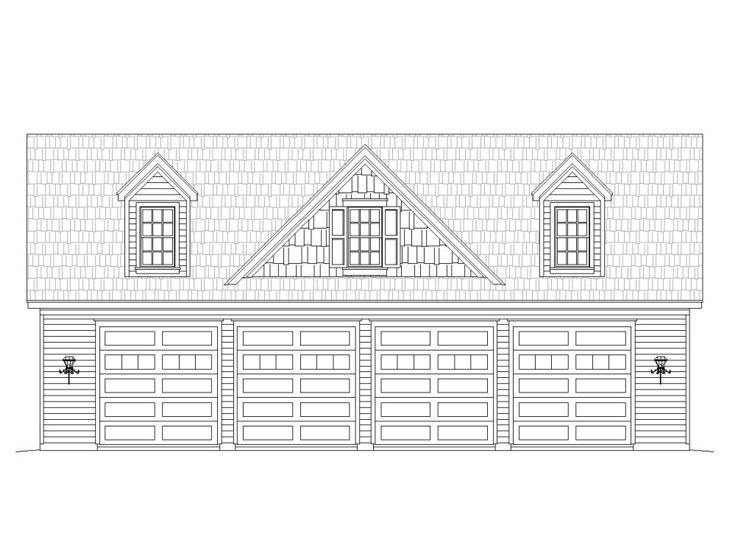 the front elevation of this garage plan