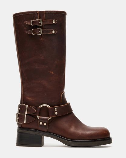 ASTOR Brown Leather Knee-High Boot | Women's Boots Brown Boots Outfit Knee High, Dark Brown Leather Boots, Brown Leather Knee High Boots, Tall Brown Leather Boots, High Quality Boots, Boots For Fall, Brown Knee High Boots, Madden Boots, Tall Brown Boots