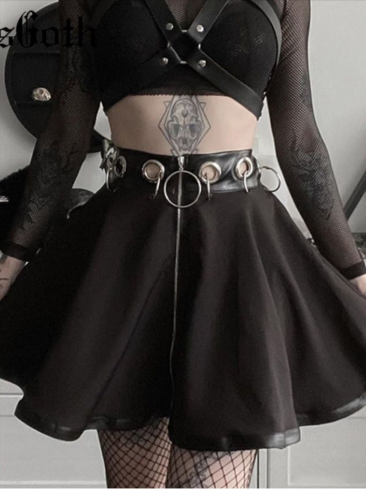 Gothic Skirt - Mall Goth Skirt Dark Academia Witchy Clothing Alt Clothing Edgy Clothing Aesthetic Clothing Black Skirt Grunge Outfit Goth Skirt Outfit, Streetwear Skirt, Goth Things, Goth Skirt, Egirl Fashion, E Girl Outfits, Dark Style, Alternative Style, Swaggy Outfits