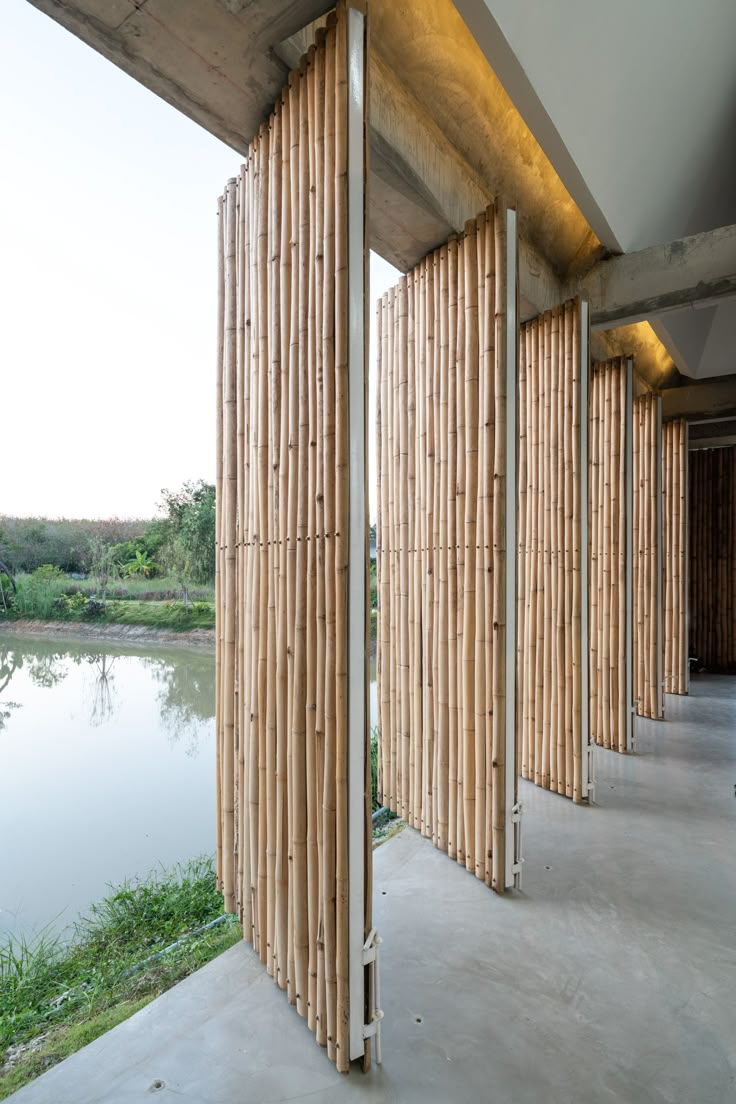 Furnish Studio | 11.29 Studio Minimalist Wood Furniture, Batten Walls, Bamboo Roof, Bamboo Building, Bamboo House Design, Bamboo Architecture, Bamboo Construction, Bamboo House, Architecture Design Sketch