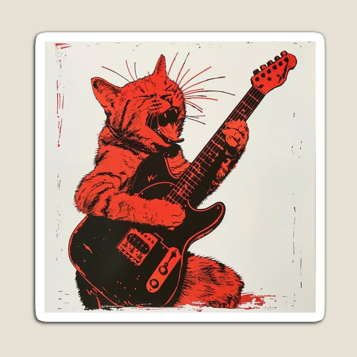 an image of a cat playing the guitar