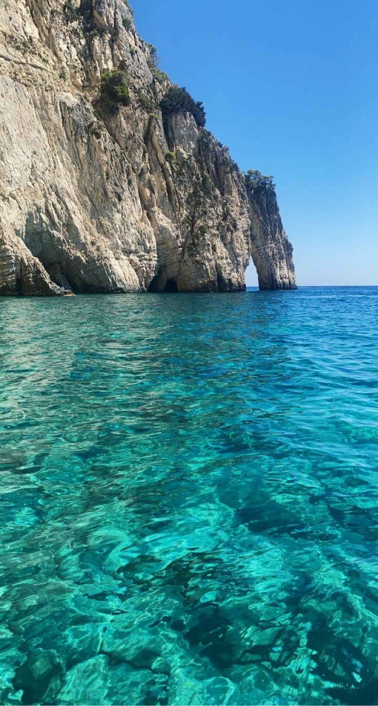 the water is crystal clear and blue