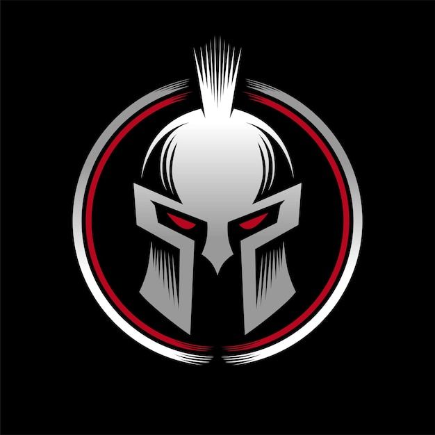 the spartan logo on a black background with red and white lines in the center,