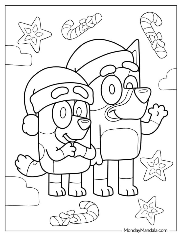 36 Bluey Coloring Pages (Free PDF Printables) | Printable christmas ...