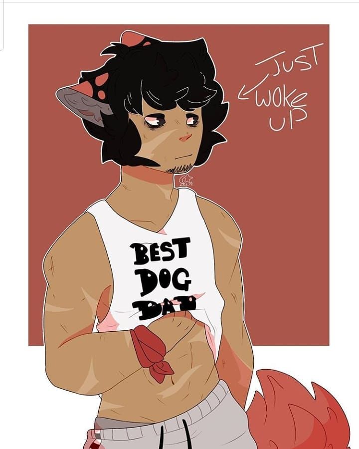 a drawing of a person with black hair wearing a white shirt that says best dog dad