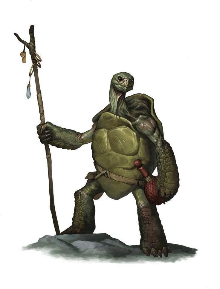 a drawing of a turtle holding a stick