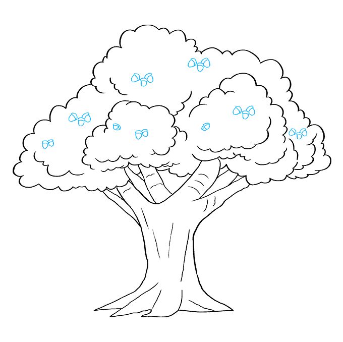 a drawing of a tree with butterflies on it