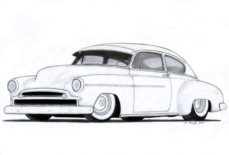 an old car is shown in this drawing