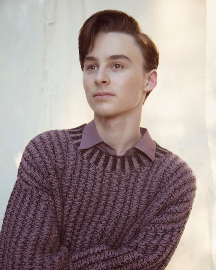 a young man in a sweater poses for the camera