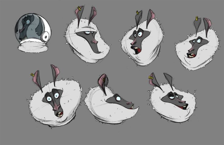 some cartoon sheep with different facial expressions on their faces