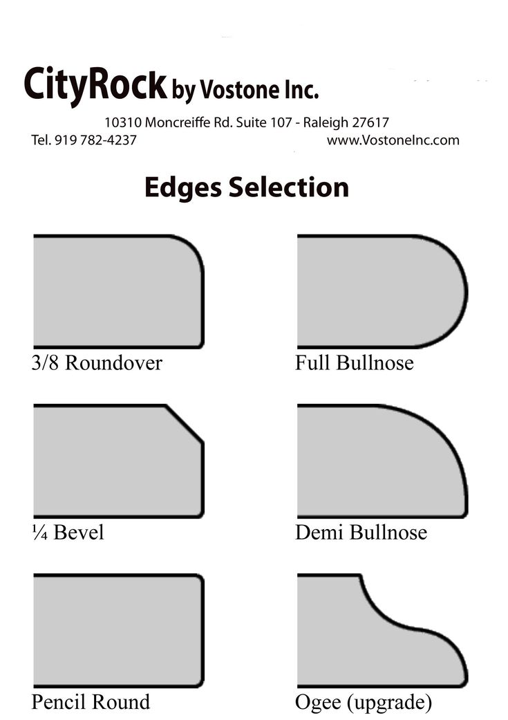 the edge selection for city rock by votonee inc, which includes three different shapes and