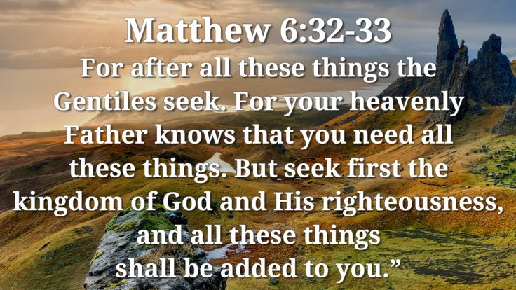 Matthew 6:32-33 For after all these things the Gentiles seek. For your ...