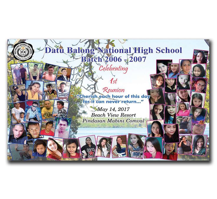 an image of a school graduation card with many pictures on the front and back side