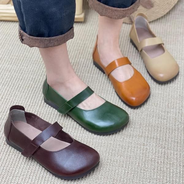 Comfortable, One of Kind. Flats online shop,|Cowhide/Calf|Rubber|Flat|Round Toe|Hook and Loop|Female|Pigskin|2cm|Dark Green|Dark Coffee|Reddish Orange|Apricot|35|36|37|38|39|40|Summer Womens Wide Shoes, Leather Mary Jane Flats, Mary Jane Shoes Flat, Shoes Hack, Fashion Shoes Flats, Flats Online, Dark Coffee, Wide Shoes, Barefoot Shoes