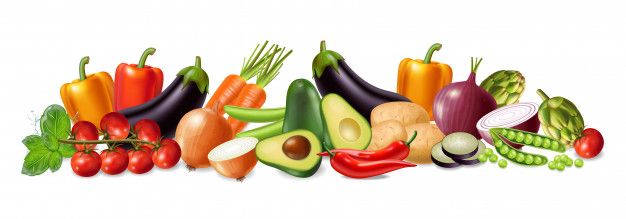 a group of different types of vegetables on a white background with clippings for text