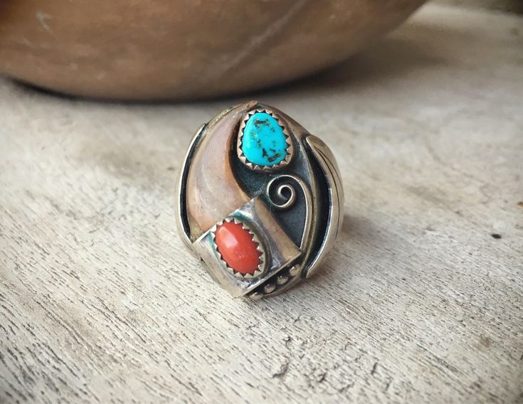 Men's Ring Vintage Turquoise Ring Sterling Silver Native American Indian Jewelry, Navajo Ring Native American Wedding Rings, Turkey Jewelry, Mens Turquoise Rings, Vintage Turquoise Ring, Navajo Ring, Bear Claw, Mens Rings Fashion, Turquoise Jewelry Native American, Native American Rings