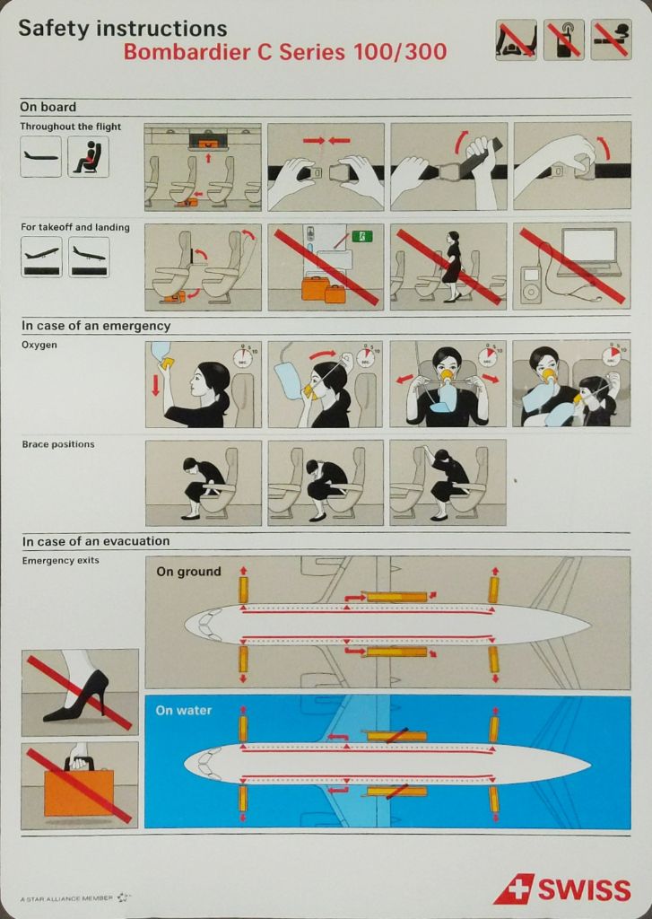 Safety card Swiss International Airlines Bombardier CS100 ...