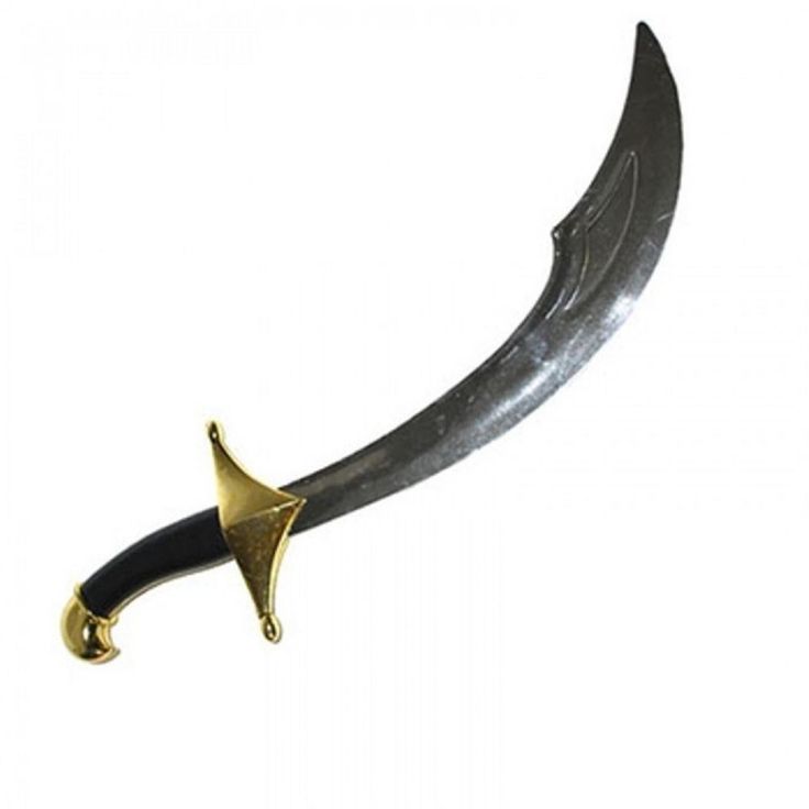 19" Plastic Sword The cutlass sword is made of plastic and features a reflective silver, plastic curved blade. The handle is black, with a gold colored hilt. Features Great Genie or Pirate Accessory. | eBay! Pirate Clothes, Curved Swords, Aladdin Costume, Knife Ideas, Pirate Accessories, Warriors Art, Pirate Outfit, Costumes For Sale, Halloween Coloring