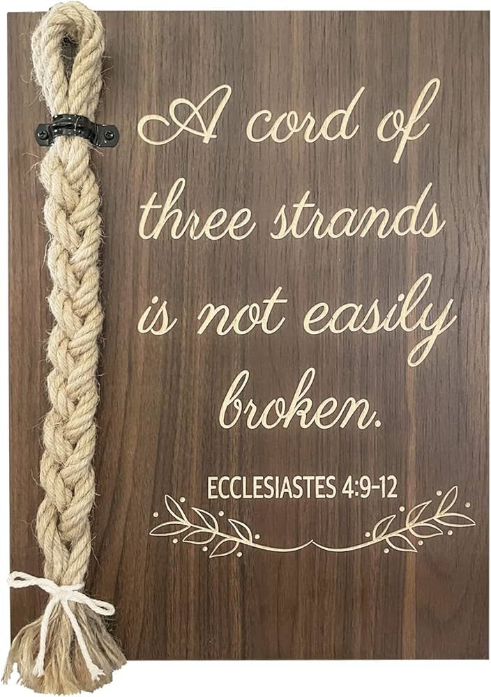 Amazon.com: A Cord of Three Strands Wedding Sign, Bible Cross Wedding Unity Sign, Tie The Knot Ceremony - Strand of Three Cords Sign Ecclesiastes 4:9-12 : Home & Kitchen Cord Of Three Strands Wedding, Ecclesiastes 4 12, Unity Cross, Bible Cross, Cross Wedding, Cord Of Three Strands, Wedding Ceremony Traditions, Wedding Unity, Rustic Wedding Signs