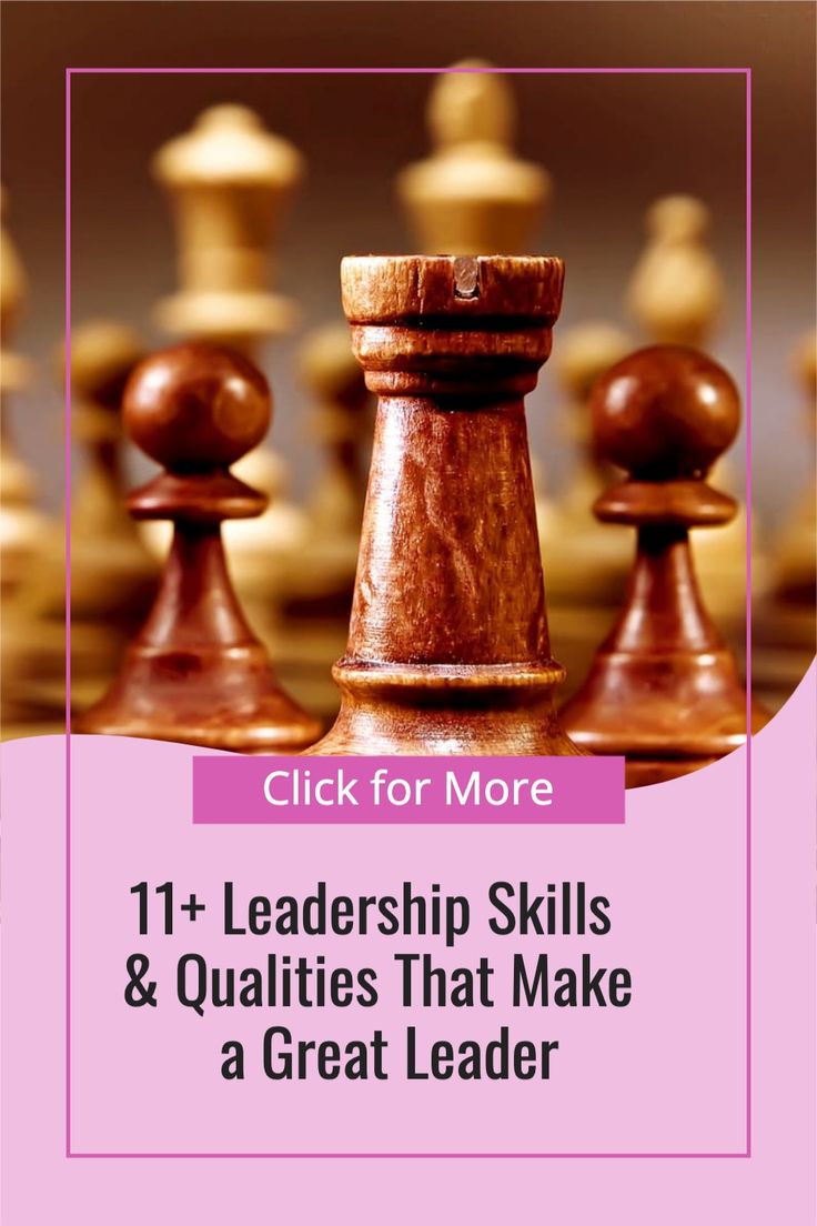 a chess board with the words, click for more 11 + leadership skills & quatis that make a great leader