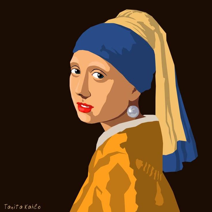 a painting of a girl with a pearl earring wearing a yellow and blue dress