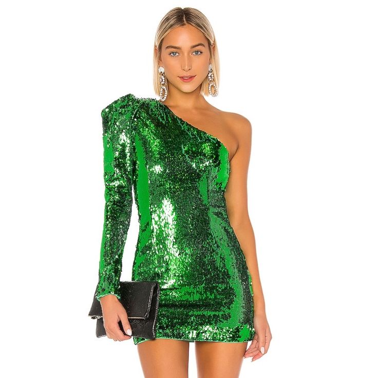 Purchased From Revolve. Sequin Dress One Shoulder. Never Worn. Perfect Condition. Size S. Bright Green Color. Green Sequin Bodycon Dress For Party Season, Glamorous Green Sequined Bodycon Dress, Glamorous Green Bodycon Dress For Party Season, Green Sequin Bodycon Cocktail Dress, Green Fitted Mini Dress For Party Season, Fitted Green Mini Dress For Party Season, Fitted Green Mini Dress For Party, Green Mini Dress For Club And Party Season, Green Club Mini Dress For Party Season