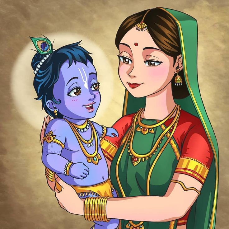 Cartoons Krishna, Yashoda Krishna, Mom Drawing, Krishna Drawing, God And Goddess, Little Krishna, Radha Painting, Lord Ganesha Paintings, Baby Krishna