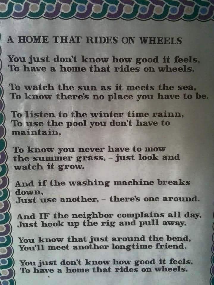 a poem written in english on paper with writing underneath it that says, home that rides on wheels you just don't know how they go