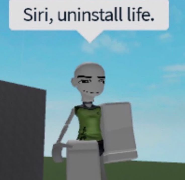 a cartoon character is standing in front of a sign that says siri, uninstall life