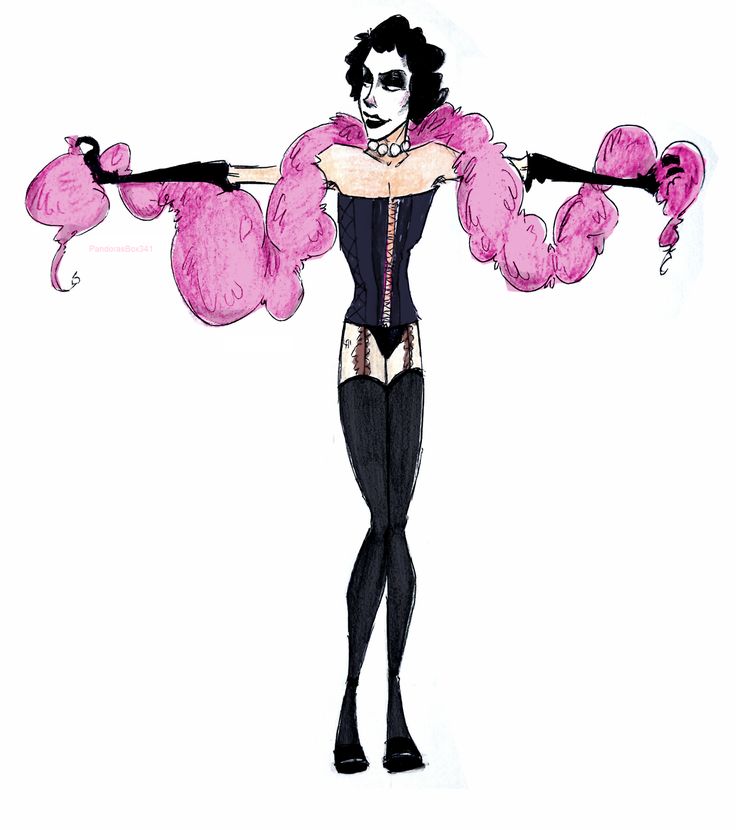 a drawing of a woman with pink flamingos on her arms and legs, in black tights