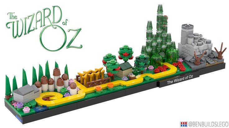 the wizard of oz lego set is shown in full color and design, with an image of