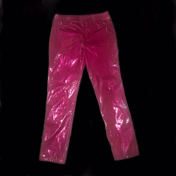 00’S HOT PINK VINYL PANTS BY LIP SERVICE ⛓ hot... - Depop Vinyl Pants, Pink Vinyl, Silver Button, Lip Service, Parachute Pants, Hot Pink, Lips, Vinyl, Pants