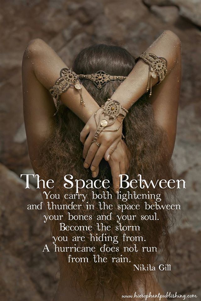 a woman with her hands on her head and the words, `'the space between you