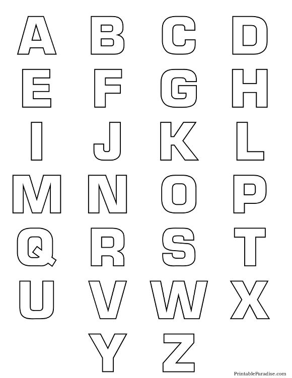 the alphabet is shown in black and white, with letters that are outlined on it