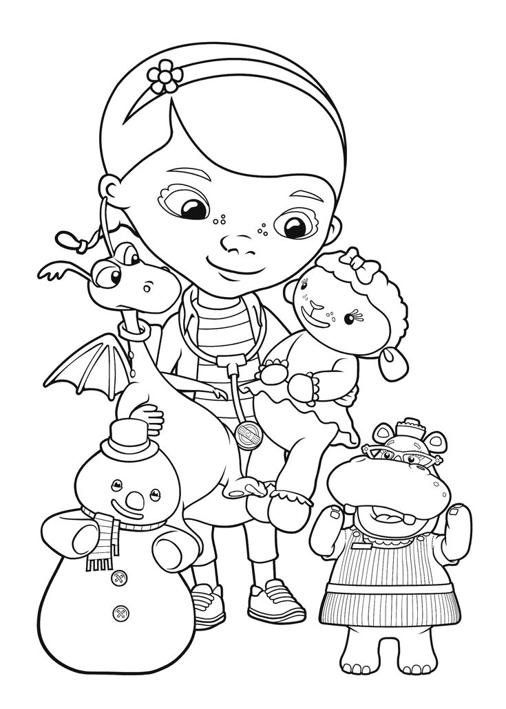 Doc McStuffins friends coloring pages for kids, printable free - Doc McStuffins Doc Mcstuffins Coloring Pages, Doc Mcstuffins Toys, Doc Mcs, Kindergarten Coloring, Coloring Pages Inspirational, Disney Colors, Doc Mcstuffins, Cartoon Coloring Pages, Christmas Coloring