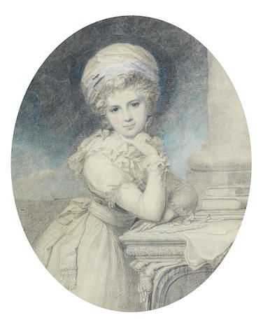 Richard Cosway, R.A. (Devon 1742-1821 London) Portrait of Maria Cosway, three-quarter-length, leaning on a table Miniature Painting, R A, Devon, Three Quarter, A Table, Auction, Miniatures, Pencil, London