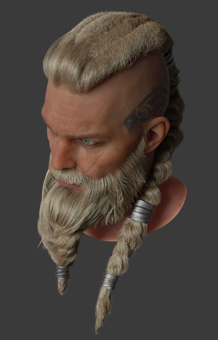 Male Eivor, Viking Hairstyle, Viking Head, Viking Wolf, Viking Braids, Human Sculpture, Viking Men, Assassin's Creed Valhalla, Viking Beard