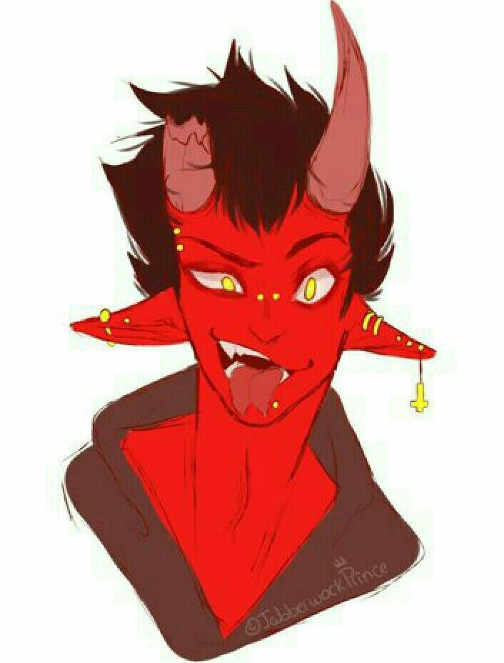 a drawing of a demon with horns on his head