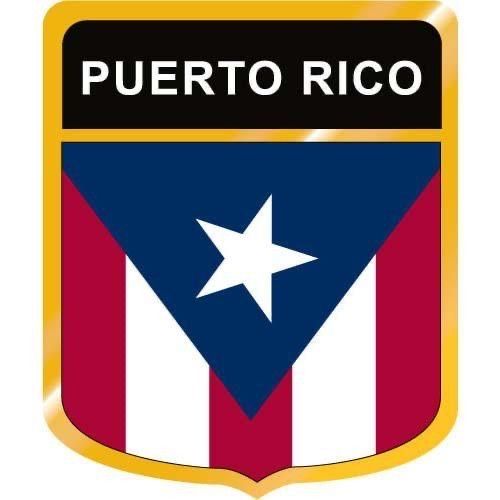 the puerto rico logo is shown in red, white and blue with a star on it