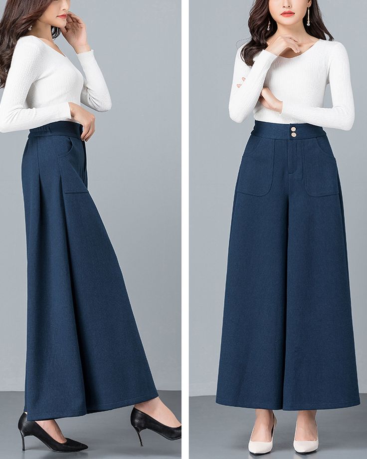 * A cool wide leg skirt pants, made of quality cotton blends. * Two pockets, they are big enough for your hands. * Fixed waist on front and elastic waist on back. * Material: 6% cotton, 90% polyester, 4% spandex * Let us know your usual size in your country and your overall height. * Can custom make waist size and length. * Size: True to US size, US 0-US 20 are available, you can let us know your usual size and height in your order. * Shipping: Free shipping Processing time : 5-7 Business days D Cotton Wide Leg Bottoms, Chic Wide Leg Cotton Culottes, High Waist Cotton Culottes For Spring, Cotton Wide Leg Pants For Fall, Casual Wide-leg Culottes With Pockets, High-waisted Loose Fit Culottes With Pockets, Loosely Fitted High-waisted Culottes With Pockets, Non-stretch Cotton Wide Leg Pants, Spring Cotton Wide Leg Culottes